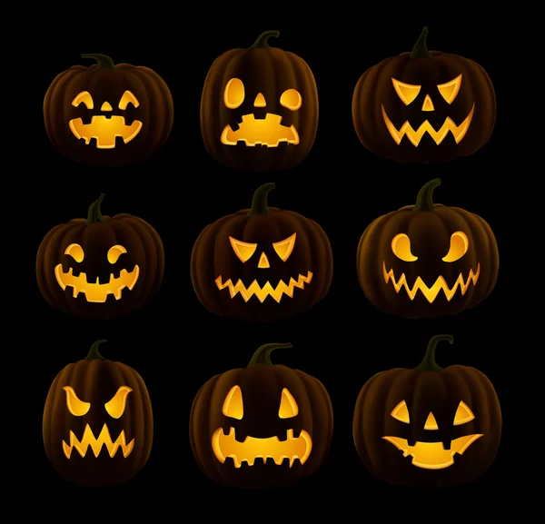 Set of Jack-o-Lanterns — Stock Vector