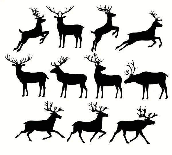 Silhouettes of Deers — Stock Vector