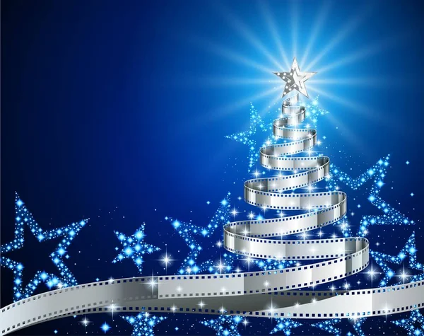 Zilveren Film Strip Christmas Tree — Stockvector