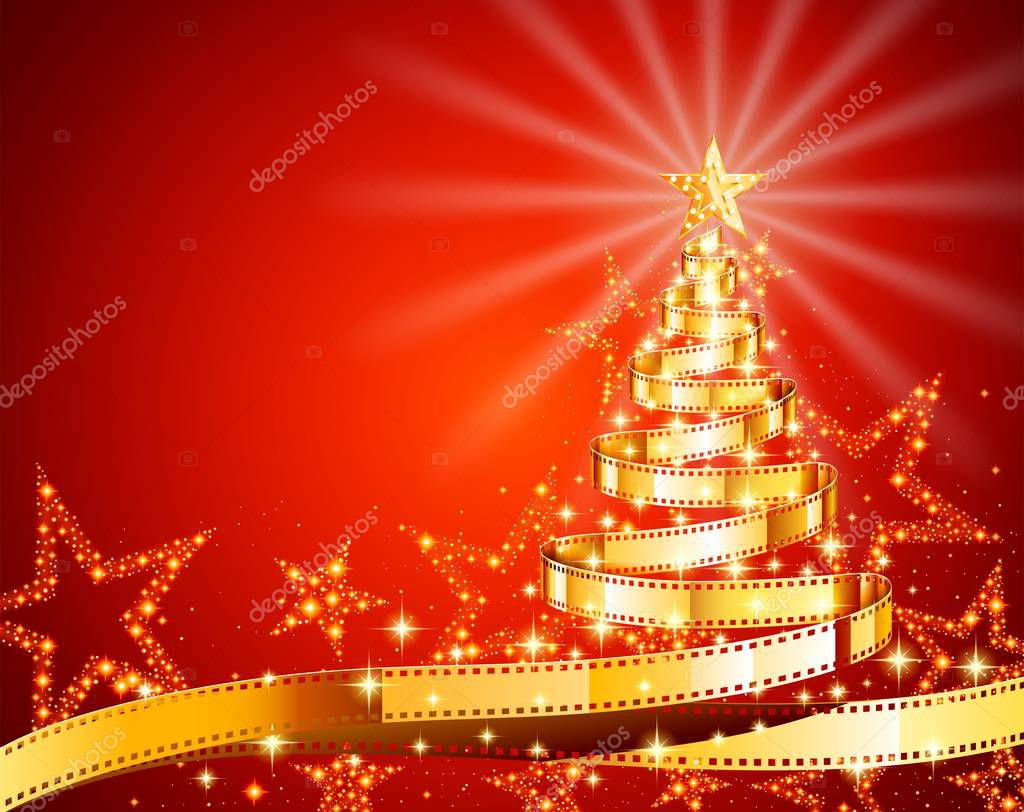Golden Film Strip Christmas Tree Stock Vector by ©djahan 129620604