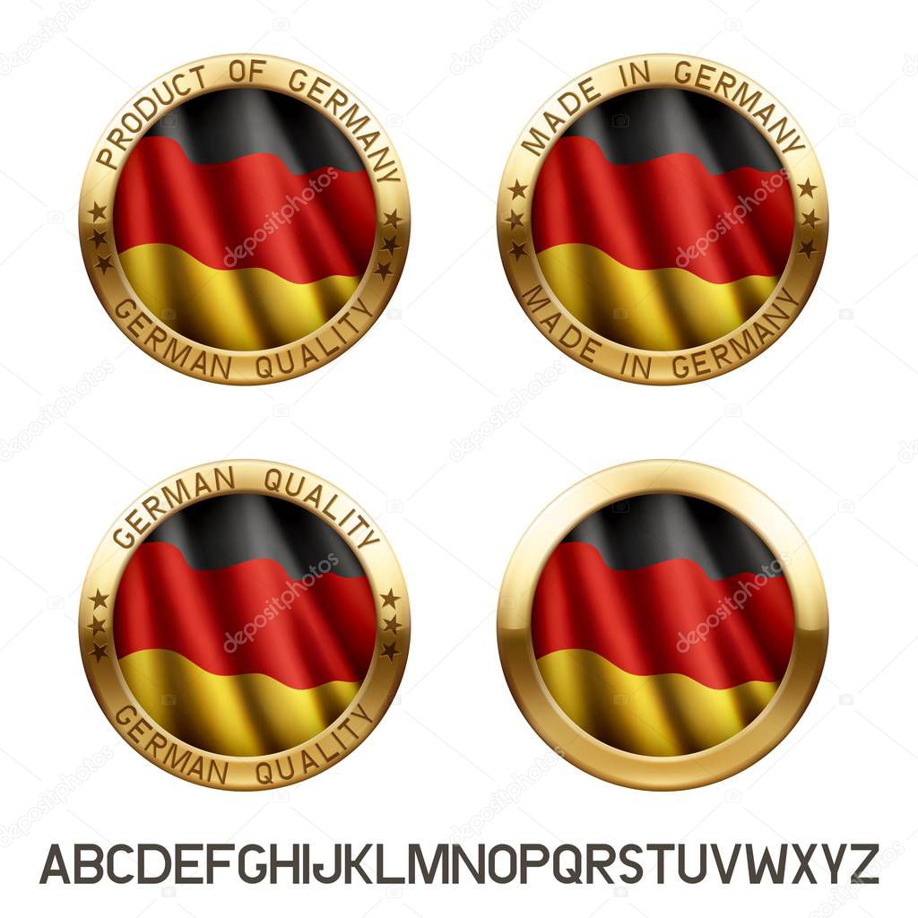Made in Germany icon, set of labels with german flag. EPS 10 contains transparency