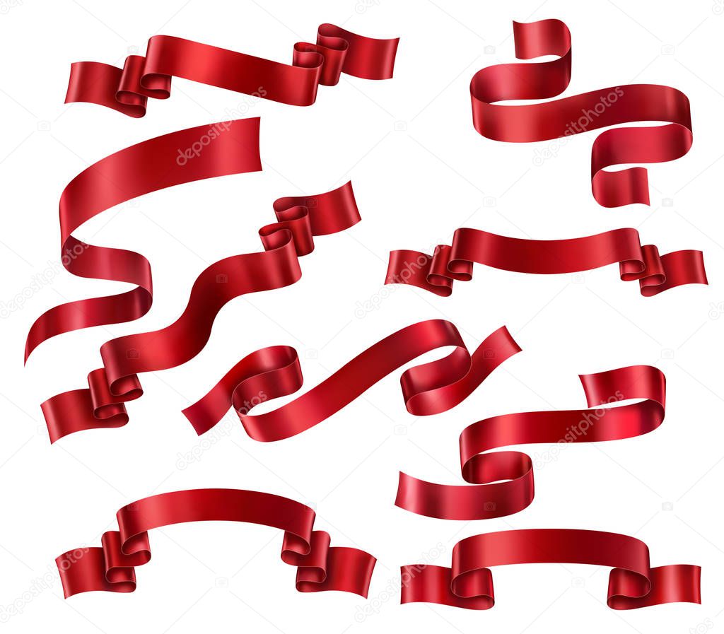 Set of Red Ribbons