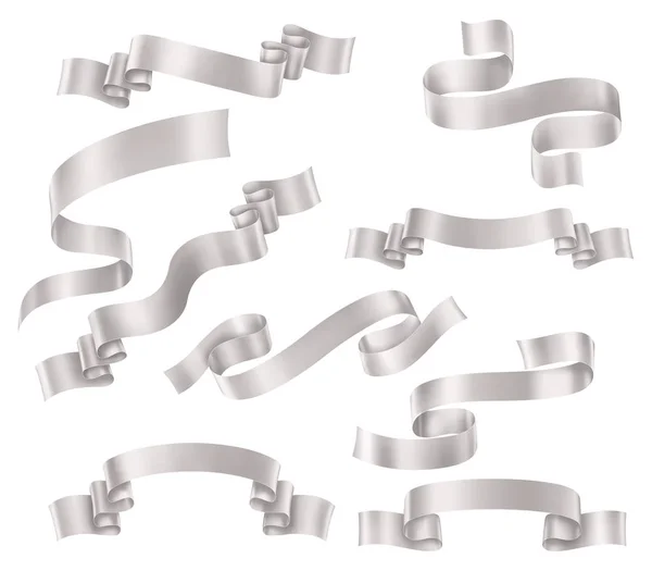 Set of White Ribbons — Stock Vector