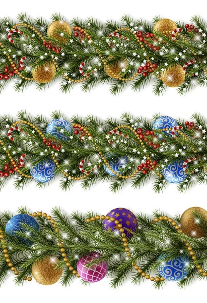 Swt of Christmas dekorace s kuličkami — Stockový vektor
