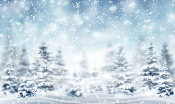숲으로 뒤덮인 겨울 눈덮인 풍경 로열티 프리 스톡 벡터