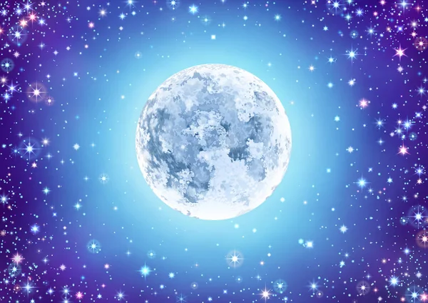 Cielo estrellado con luna Ilustración De Stock