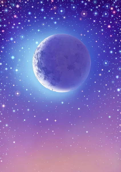 Sternenhimmel mit Mondsichel — Stockvektor