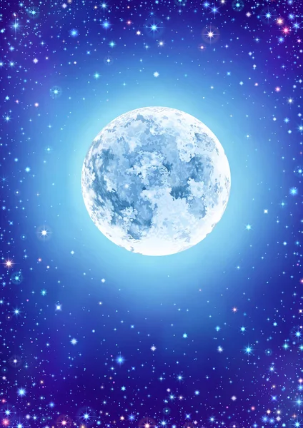 Sternenklarer Himmel mit Mond lizenzfreie Stockvektoren