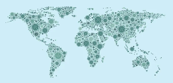 Абстрактная Карта Мира Вирусов Иллюстрация Мировой Эпидемии Коронавируса Инфекция Ковид — стоковый вектор
