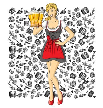 Oktoberfest üzerinde Drindl kadında