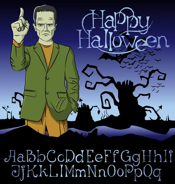 Dibujos animados Frankenstein Halloween — Vector de stock