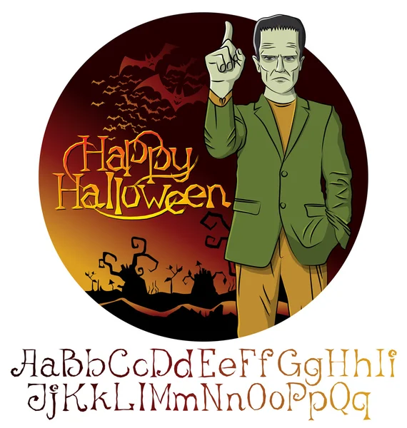 Cartoon Frankenstein font set — Stockový vektor