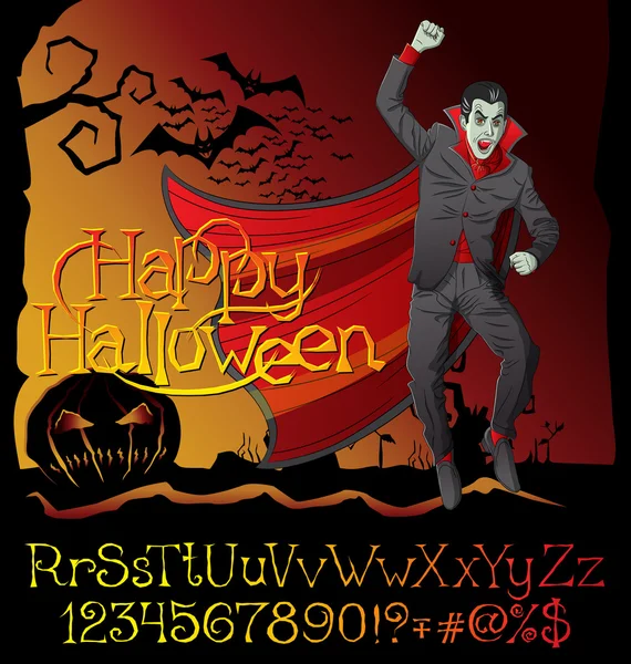 Vampiro Dracula Halloween sfondo — Vettoriale Stock