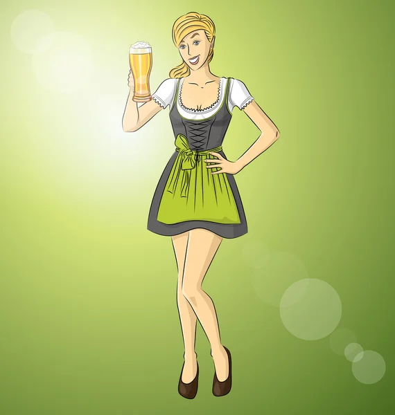 Drindl 在慕尼黑啤酒节上的女人 — 图库矢量图片