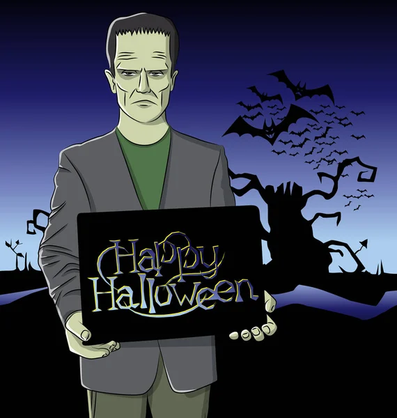 Tarjeta de Halloween Frankenstein — Archivo Imágenes Vectoriales