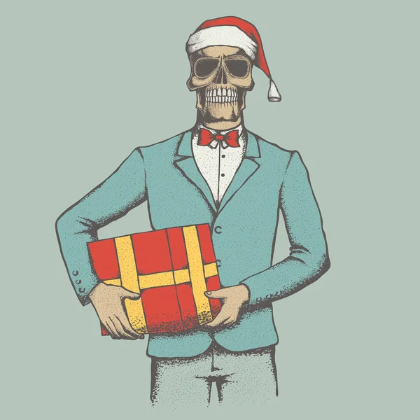 Skull in Santa hat — Stock Vector