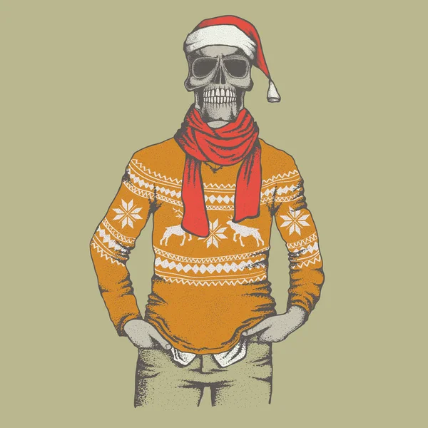 クリスマス スカル セーター — ストックベクタ