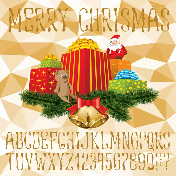 Kerst bells met prerents en alfabet — Stockvector