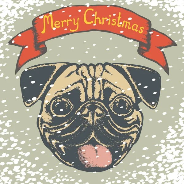 Pug dog hoofd — Stockvector