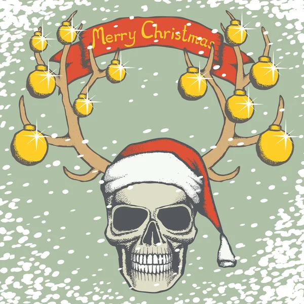 Crâne en chapeau de Père Noël — Image vectorielle