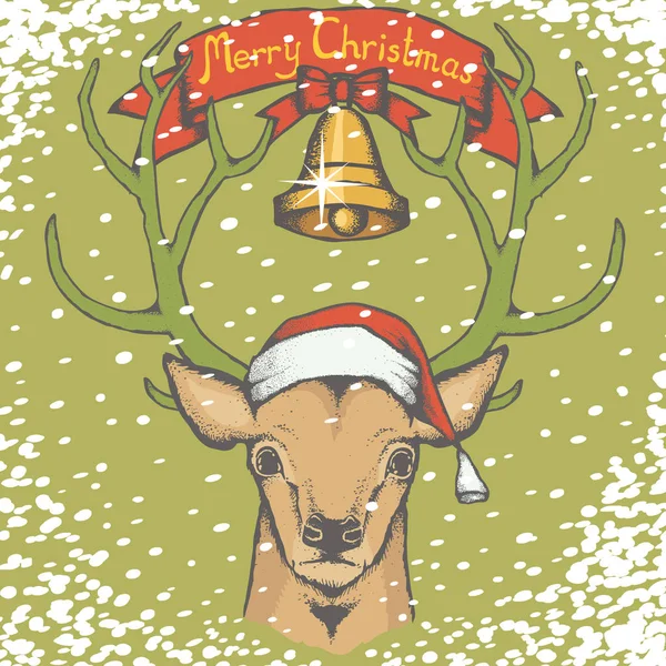 Vánoce jelen s Santa hat — Stockový vektor