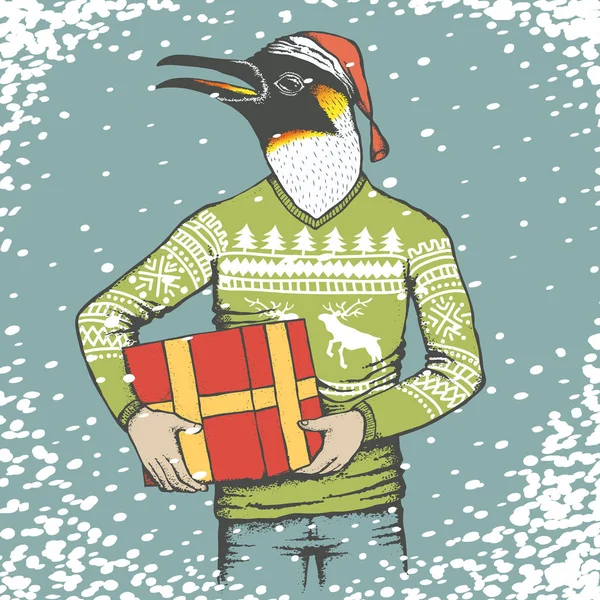 Pingouin en sweat-shirt humain — Image vectorielle