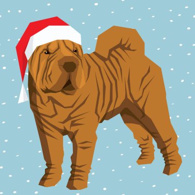 Shar Pei Noel Noel Baba şapkası