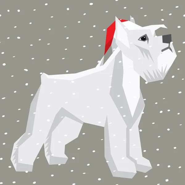 Schnauzer i Christmas Santa hat — Stock vektor