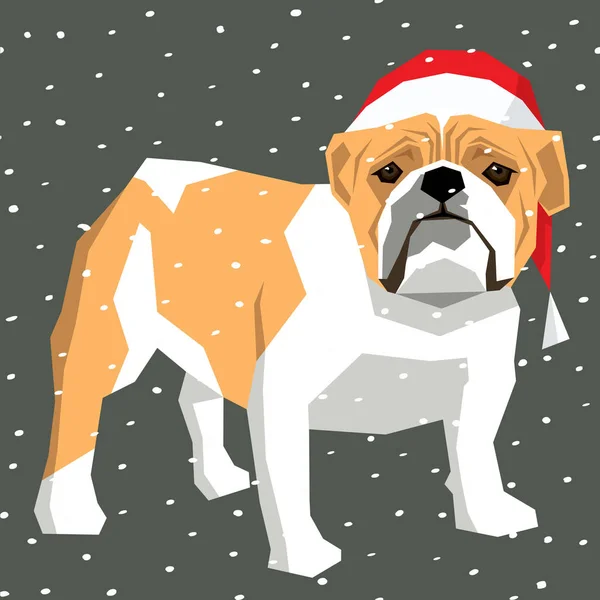 Brittiska Bulldog i Christmas Santa hat — Stock vektor