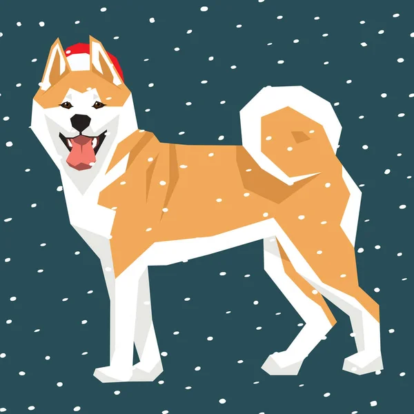 Akita dans le chapeau de Noël Santa — Image vectorielle