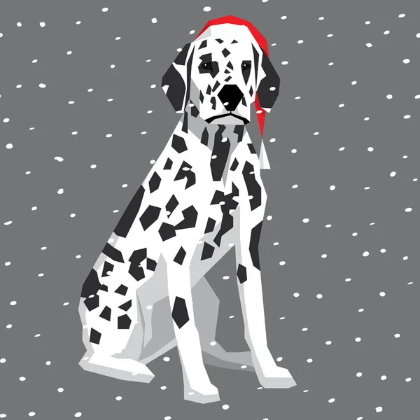 Dalmatien dans le chapeau de Noël Père Noël — Image vectorielle