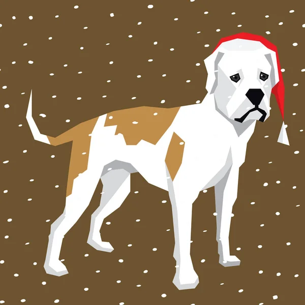 Amerikansk Bulldog i Christmas Santa hat — Stock vektor