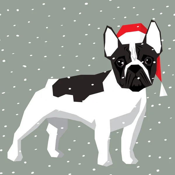 Francia Bulldog a karácsonyi Santa kalap — Stock Vector