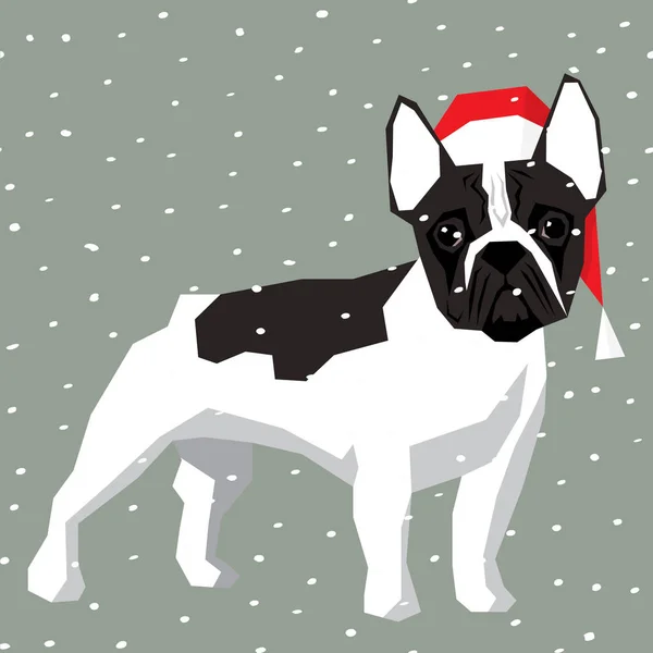 Franse Bulldog in Kerstmis KERSTMUTS — Stockvector
