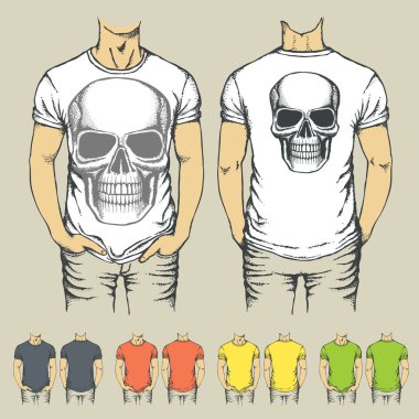 insan kafatası baskısını şablonlarıyla gömlek