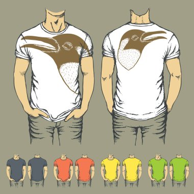 Penguen baskısını şablonlarıyla gömlek