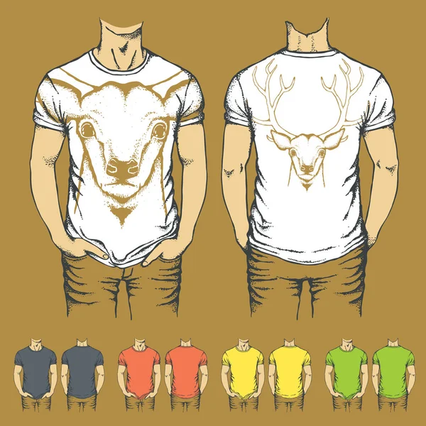 Шаблони сорочок з принтами оленів — стоковий вектор