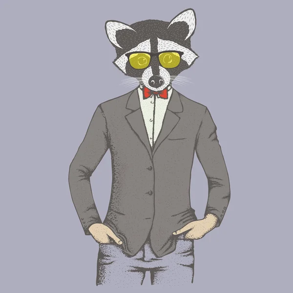 Raccoon in human suit — Stock Vector