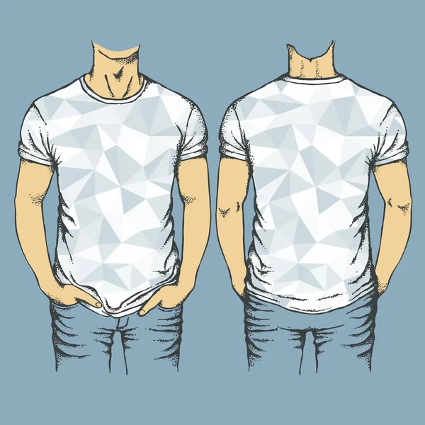 Vorlage: blaue polygonale T-Shirts — Stockvektor