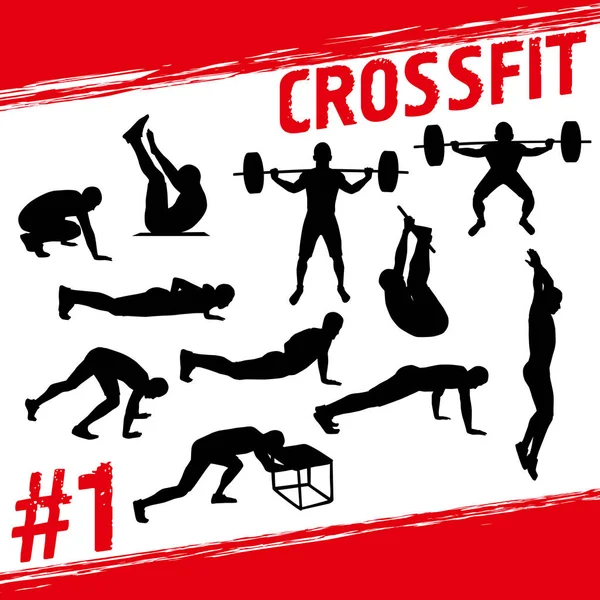 Gente haciendo ejercicios de fitness y crossfit — Vector de stock