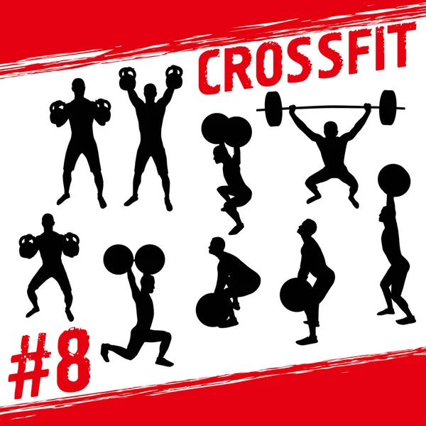 Menschen beim Fitness- und Crossfit-Training — Stockvektor