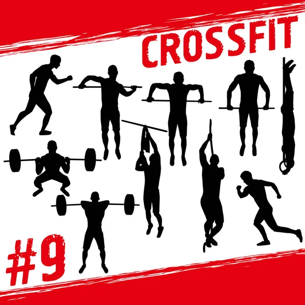 Fitness ve crossfit egzersiz yapan insanlar — Stok Vektör