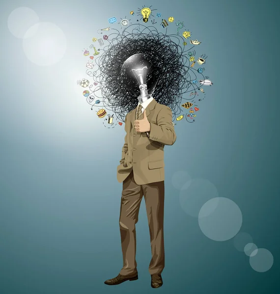 Businessman with Lightbulb head — Stock Vector