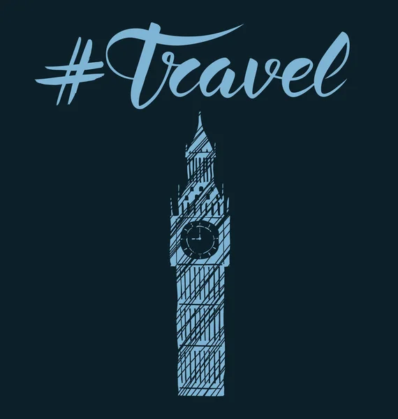 Landmark and travel hashtag — Stock Vector