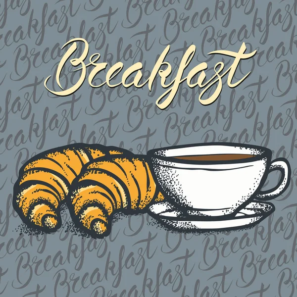 kahve ve kruvasan kaligrafi yazıt ile