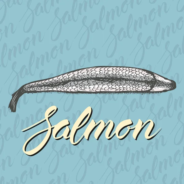 Kaligrafi yazıt ile Somon Balık