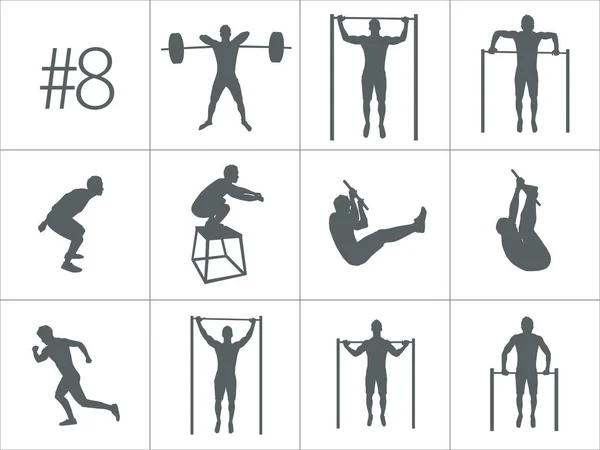 Gente haciendo ejercicios de fitness y crossfit — Archivo Imágenes Vectoriales