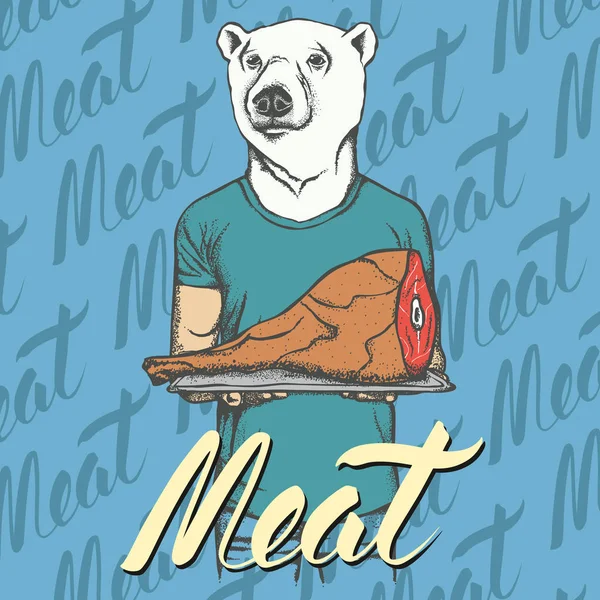 肉と白いクマ — ストックベクタ