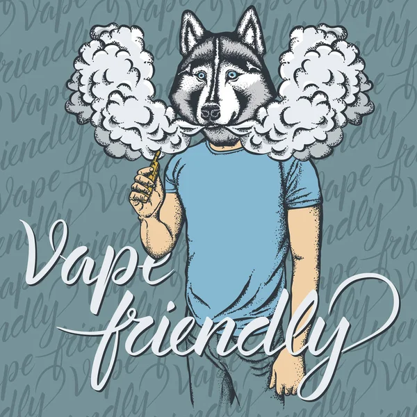 Husky vaporizzare sigaretta elettronica — Vettoriale Stock