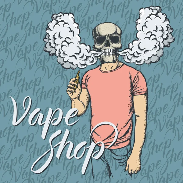 Kafatası vaping elektronik sigara — Stok Vektör